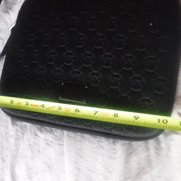 Michael Kors Mono Embossed Neoprene iPad Crossbody Purse Bag Black Soft Shell - Picture 4 of 8